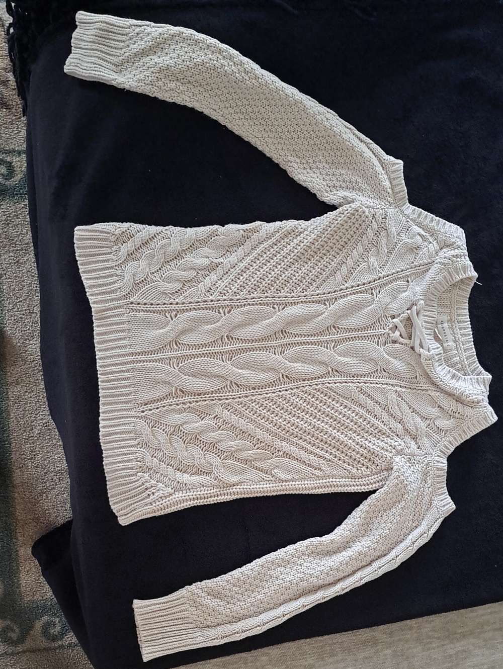 Aeropostale Cream Cable Knit Crewneck Sweater